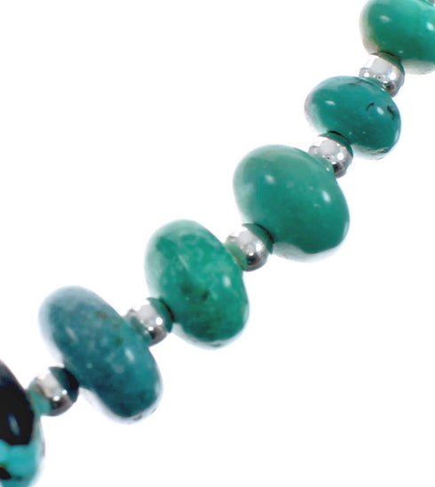 Native American Turquoise Sterling Silver Bead Necklace AX128203